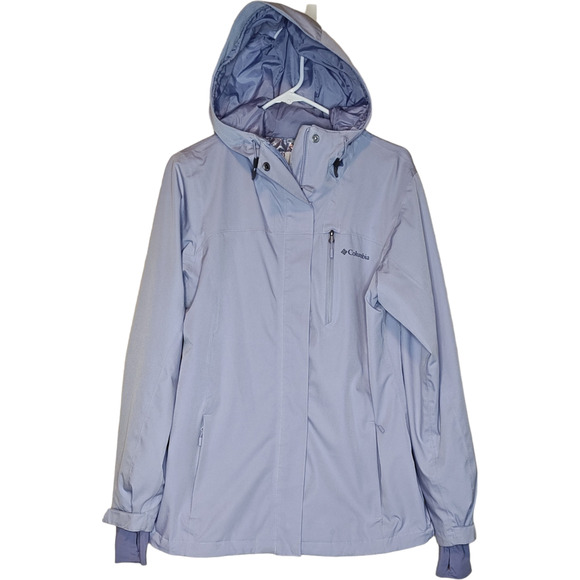 Columbia Interchange Lilac Purple Windbreaker Med Hooded Zip Hook Loop Closure - Picture 1 of 9